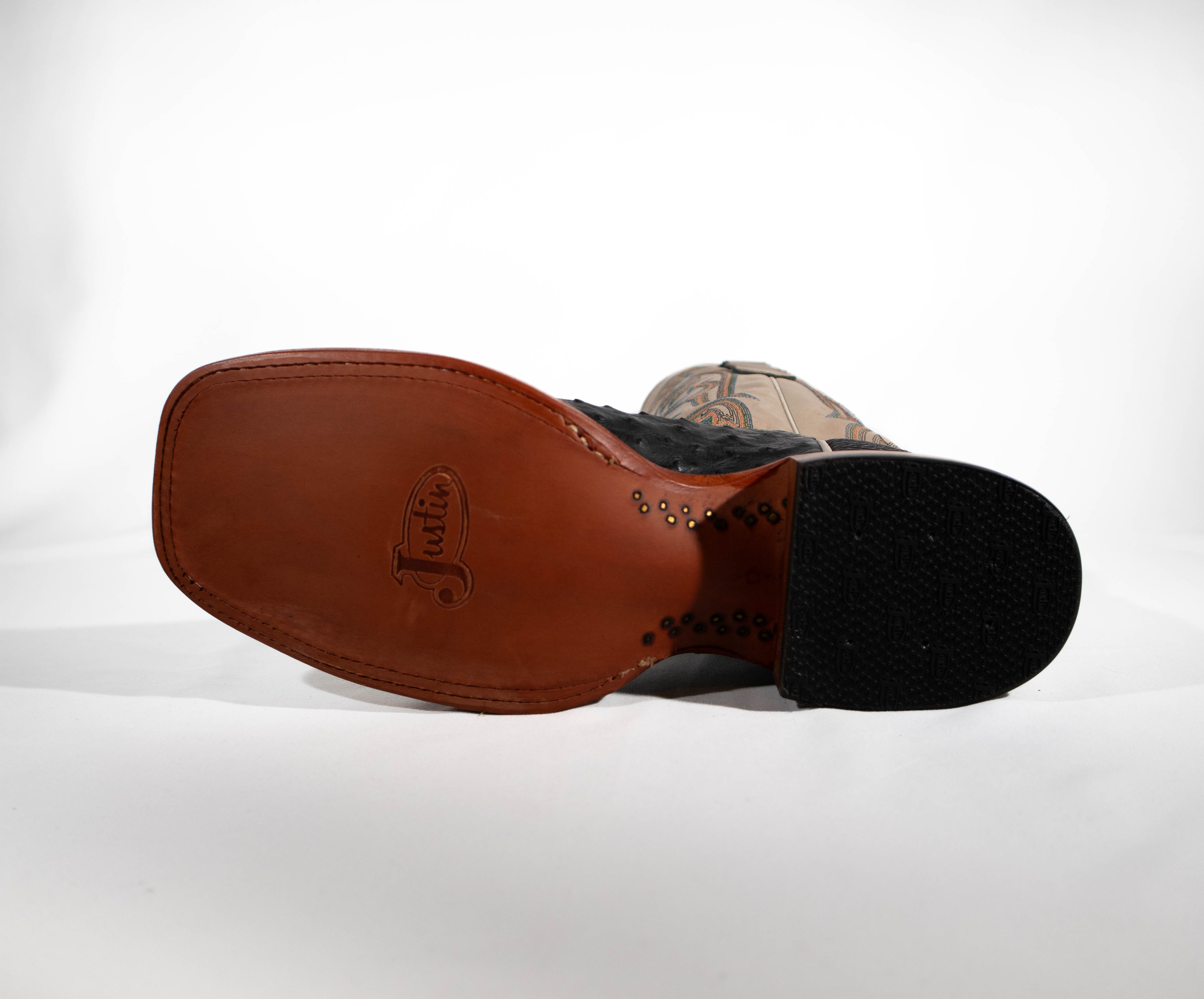 Tan and black ostrich Justin boots #AQ8042 – Jasmines 