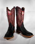 red and black ostrich Justin boot