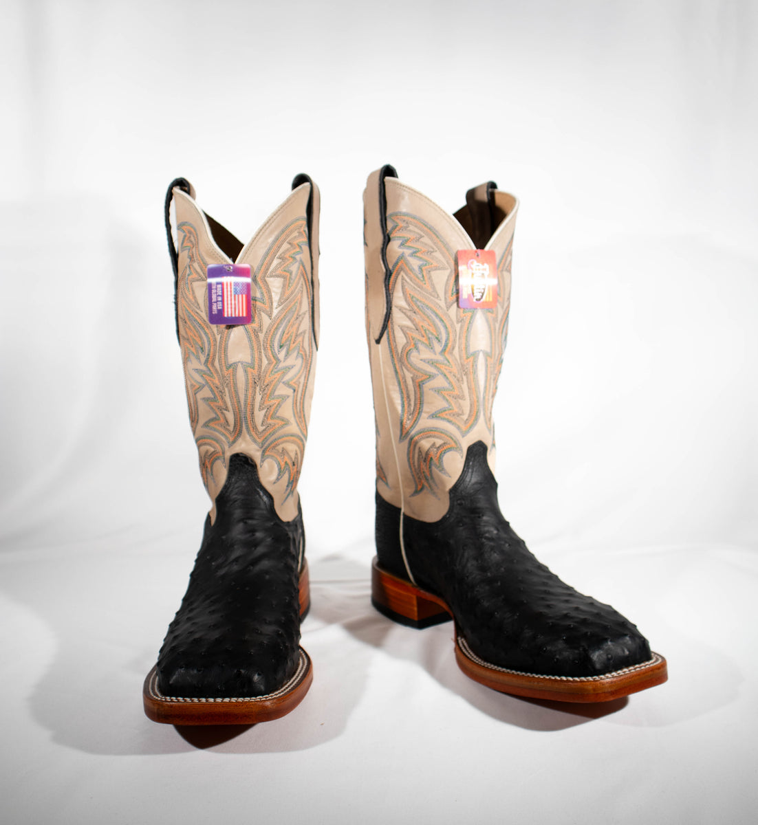 Tan and black ostrich Justin boots #AQ8042 – Jasmines Western Wear