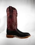 red and black ostrich Justin boot 
